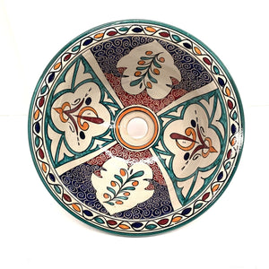 Lavatório de cerâmica floral árabe 35cm