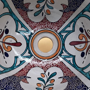 Lavatório de cerâmica floral árabe 35cm