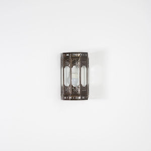 Aplique árabe de vidro transparente e ferro forjado 22cm