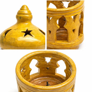 candelabro marroquí jardín amarillo detalle