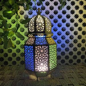 Lanterna Árabe Octogonal de Latão 38cm | Lâmpadas Árabes