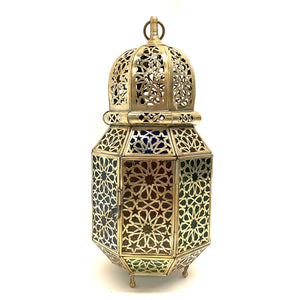 Lanterna Árabe Octogonal de Latão 38cm | Lâmpadas Árabes