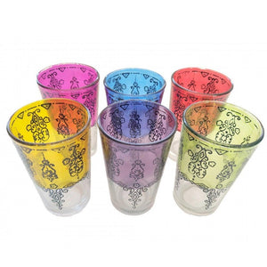 Juego de 6 vasos morunos de té con henna Zemmour
