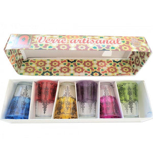 Juego de 6 vasos morunos de té con henna Zemmour