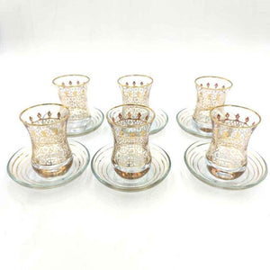 Juego de 6 vasos turcos de té y café con plato