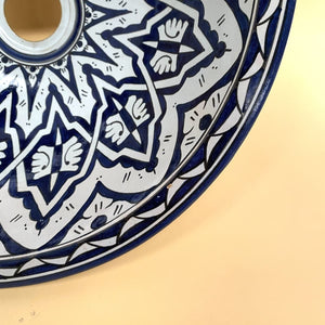 Lavatório Árabe Azul e Branco 40cm | Cerâmica Árabe de Fez