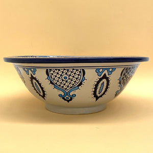 Lavatório de Cerâmica Árabe de Fez Azulado 40cm | Artesanato Marroquino