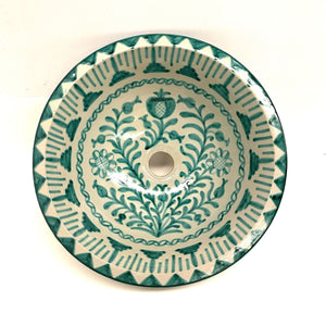 Lavatório de Cerâmica Árabe Fez 40cm Granadino Verde | Artesanato Marroquino