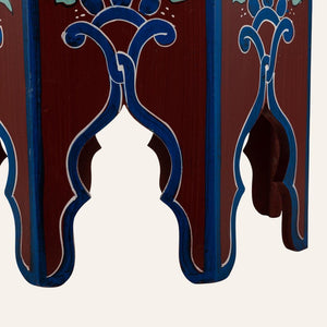 mesa marroquí de madera granate detalle
