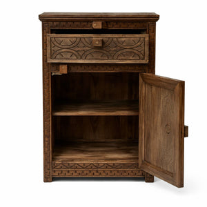 mesita de noche bereber madera maciza compartimentos