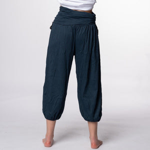 Pantalón bombacho azul petróleo con flecos H