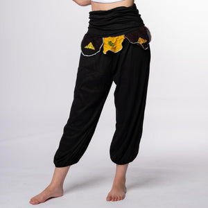 Pantalón bombacho negro con flecos modelo O