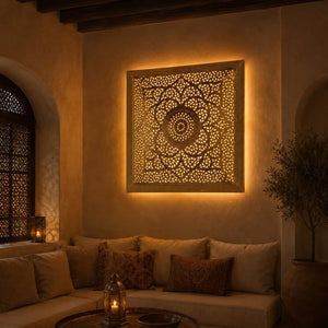 plafón árabe cuadrado dorado 100cm