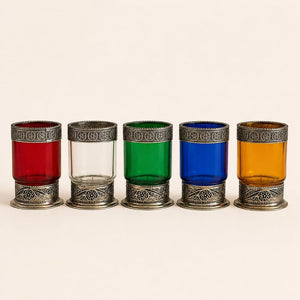 portavelas marroquí vaso cristal alpaca