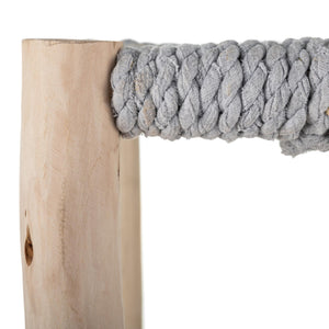 Taburete marroquí de madera y anea blanca