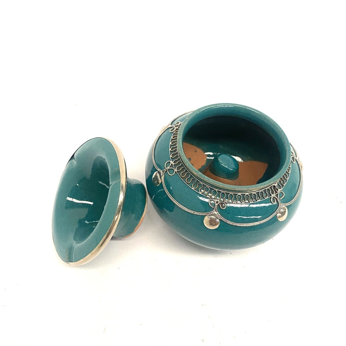 Cinzeiro Alpaca Cerâmica Marroquina e Turquesa 12x9