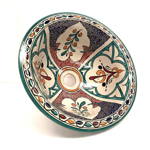 Lavatório de cerâmica floral árabe 35cm