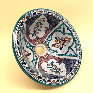 Lavatório de cerâmica floral árabe 35cm