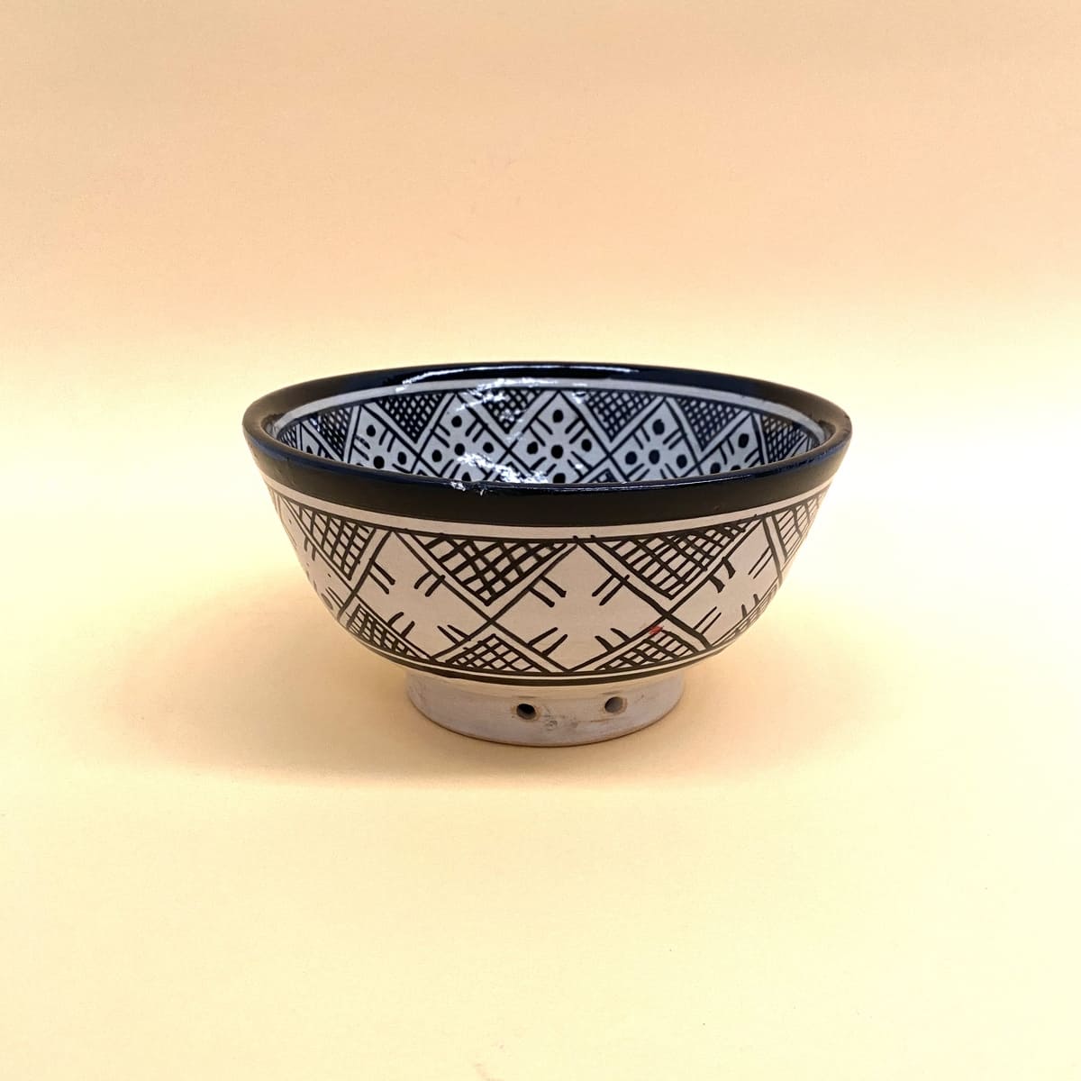 Saladeira árabe estilo berbere preto e branco de 18 cm