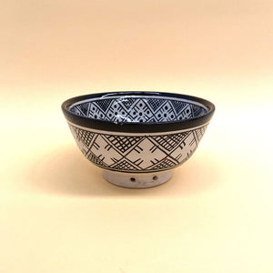 Saladeira árabe estilo berbere preto e branco de 18 cm