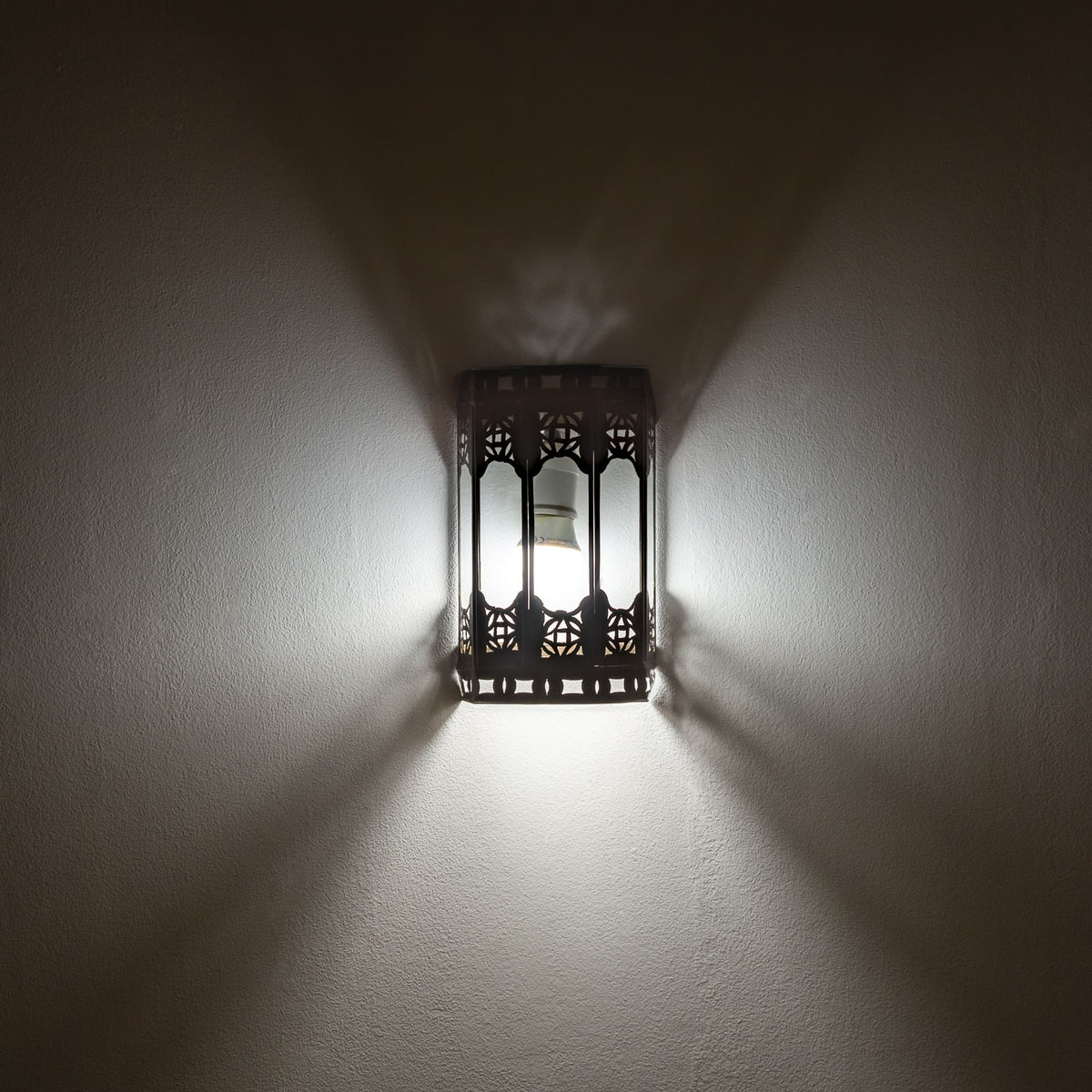 Aplique árabe de vidro transparente e ferro forjado 22cm