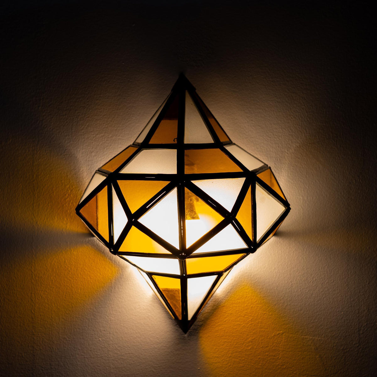 aplique marroquí de cristal diamante mostaza