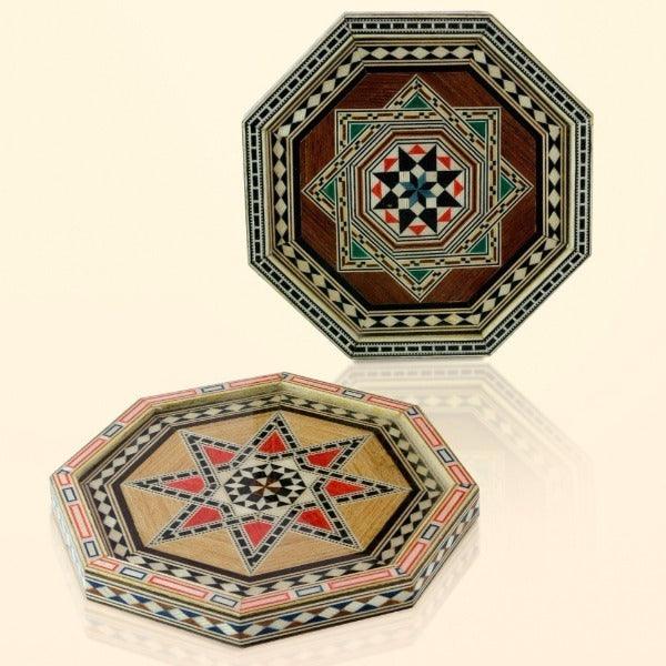 Bandeja octogonal de taracea granadina