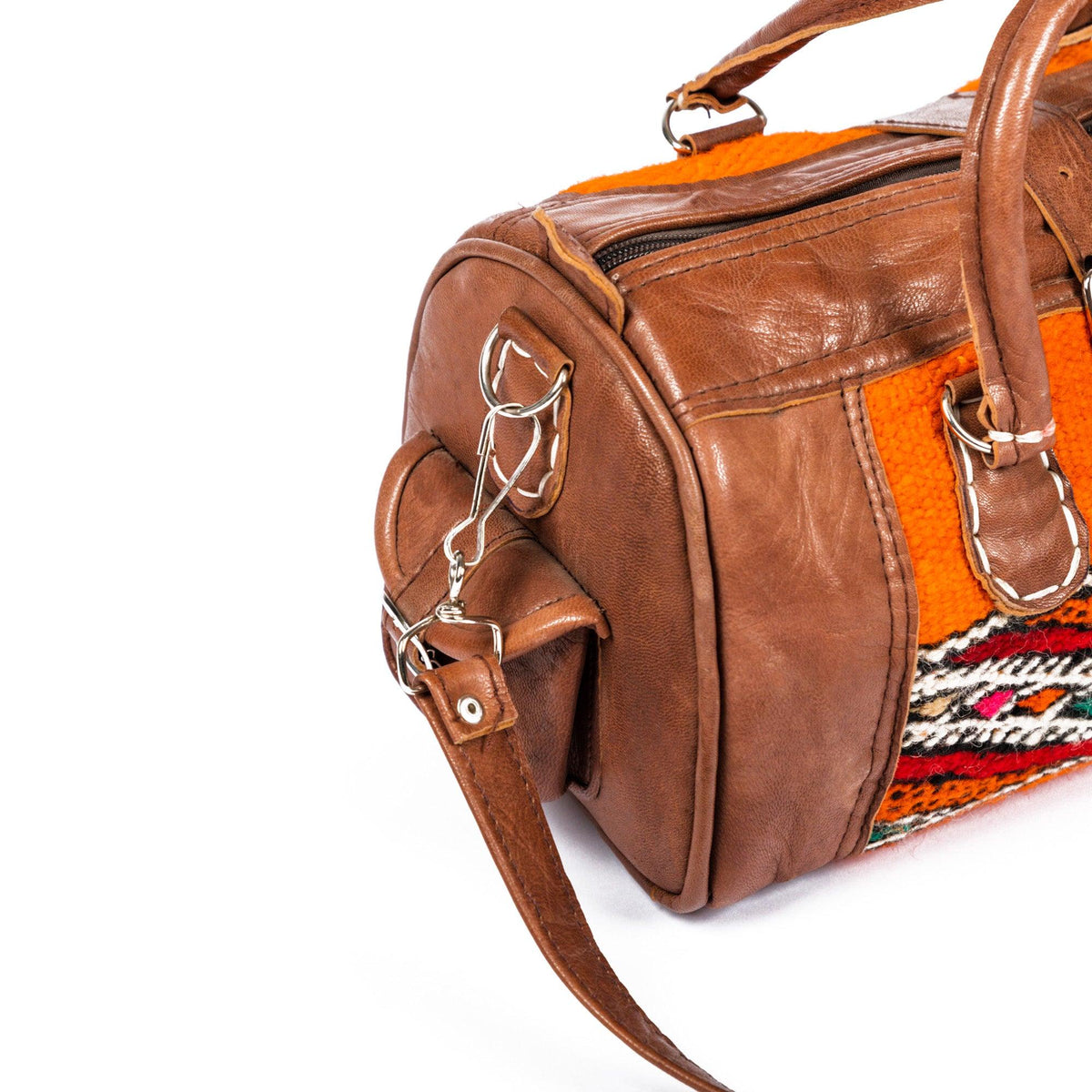 Bolso marroquí de cuero con kilim