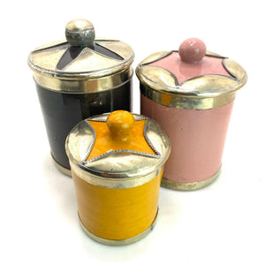 Bombonera marroquí de cerámica y alpaca árabe