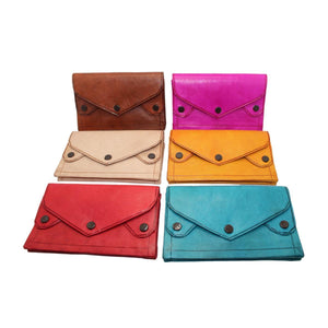 Cartera marroquí de cuero tres botones grande