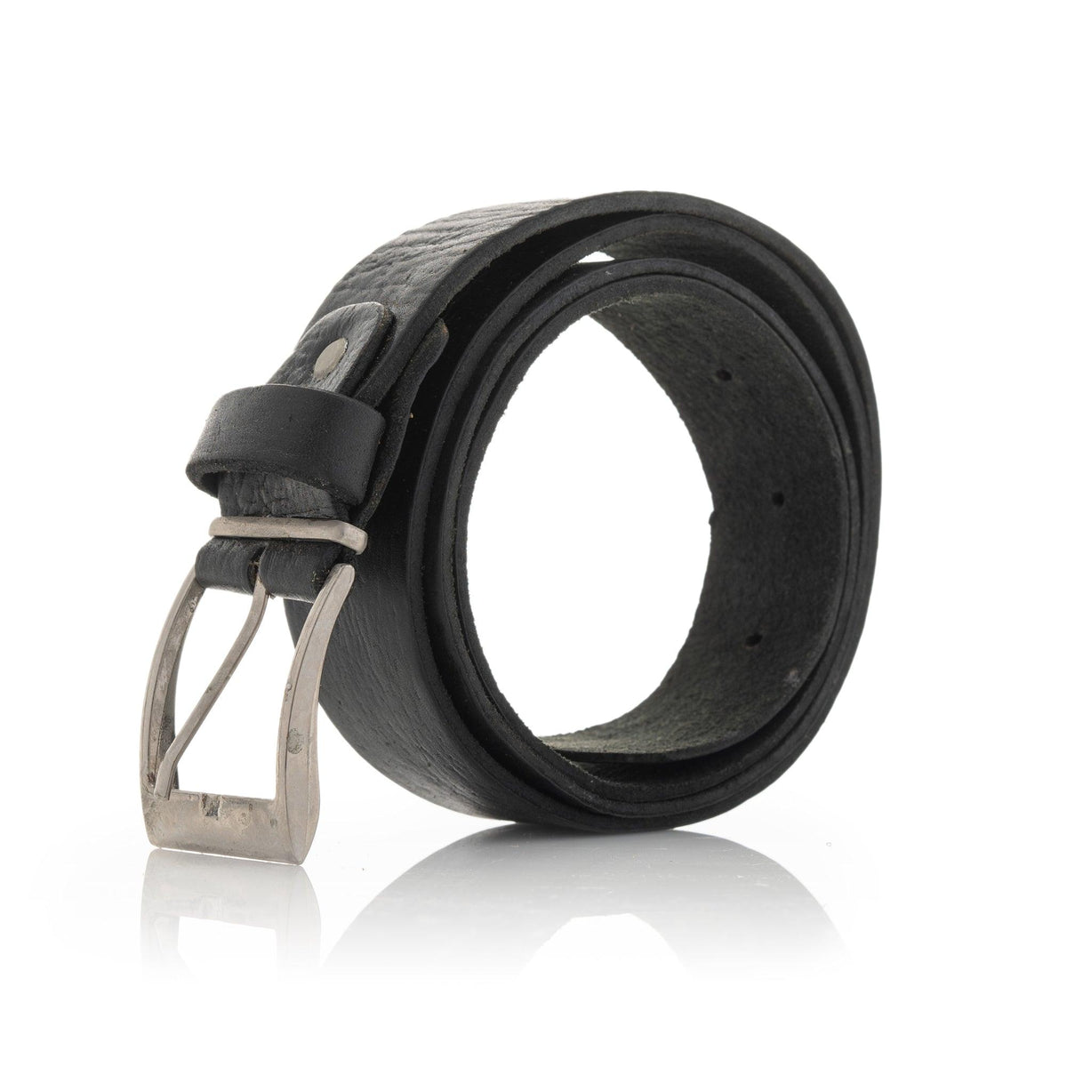 Cinturón de cuero natural negro