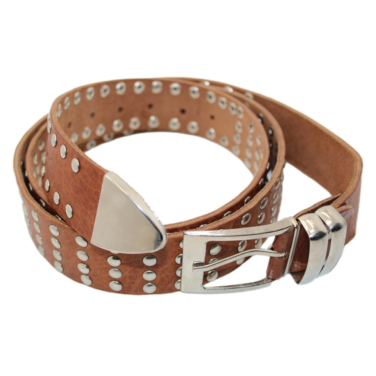 Cinturón marroquí de cuero natural con tachuelas