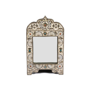 Conjunto de espejo y baúl de hueso árabe exclusivos