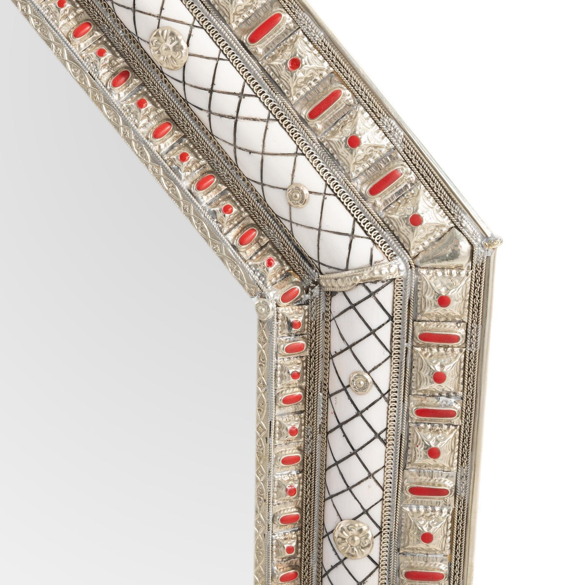 Espejo árabe blanco de hueso y alpaca 90cm