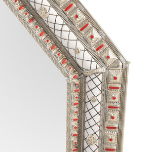 Espejo árabe blanco de hueso y alpaca 90cm