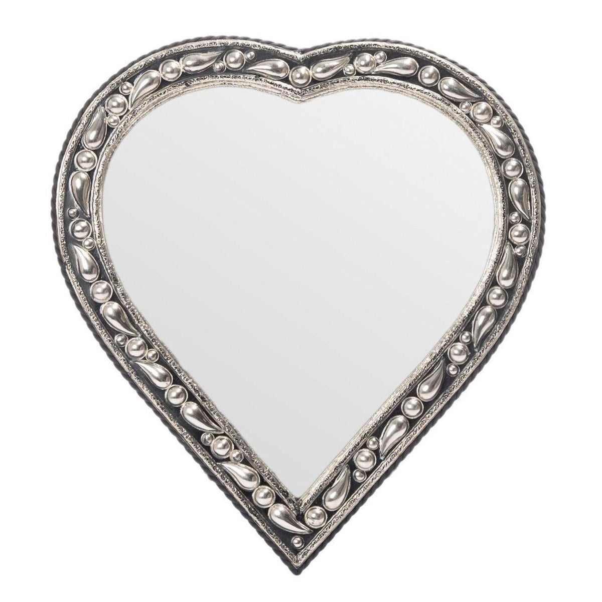 Espejo marroquí corazón de madera y alpaca