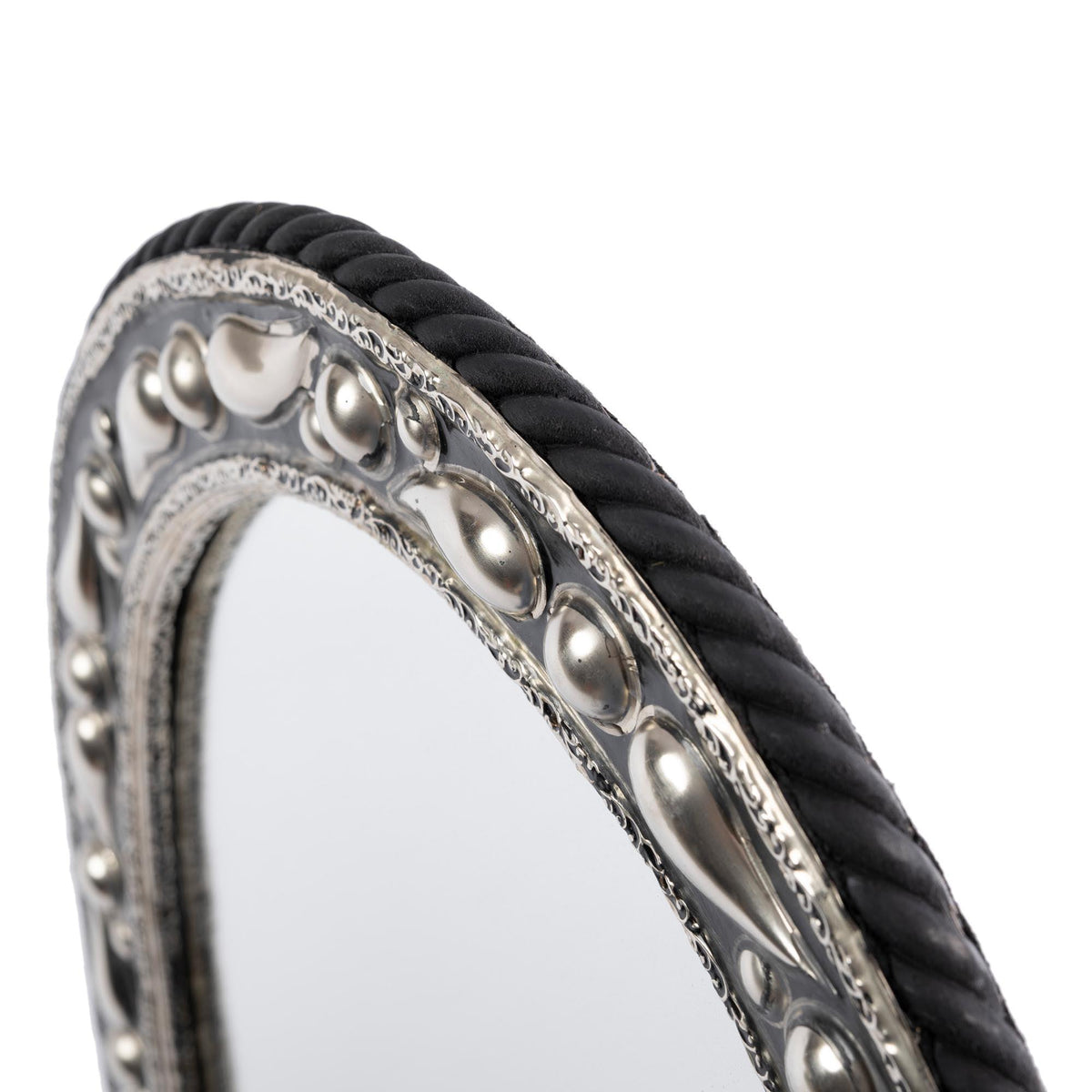 Espejo marroquí corazón de madera y alpaca