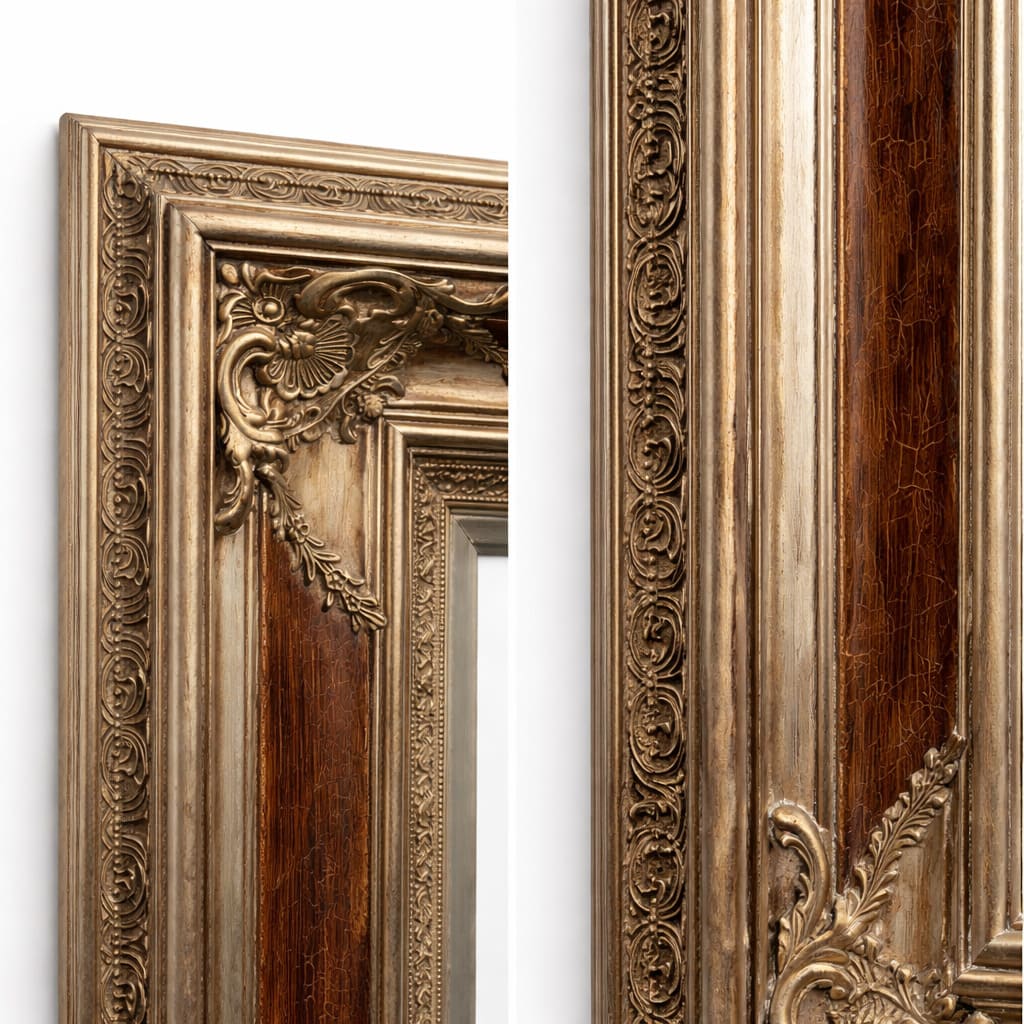 espejo rústico madera decorado detalle