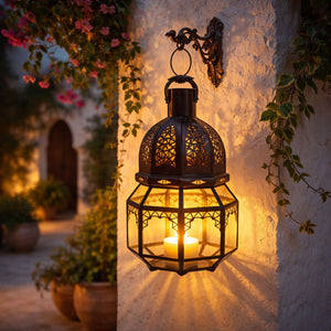 farol árabe de cristal Mudabbal colgada