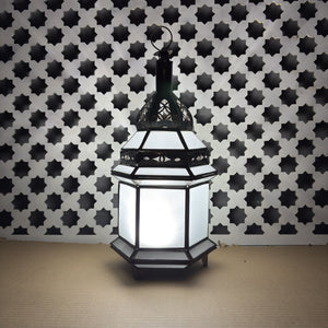 farol árabe hexagonal blanco on