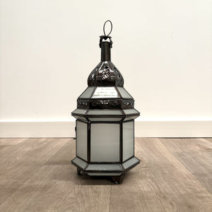 farol árabe hexagonal blanco salón