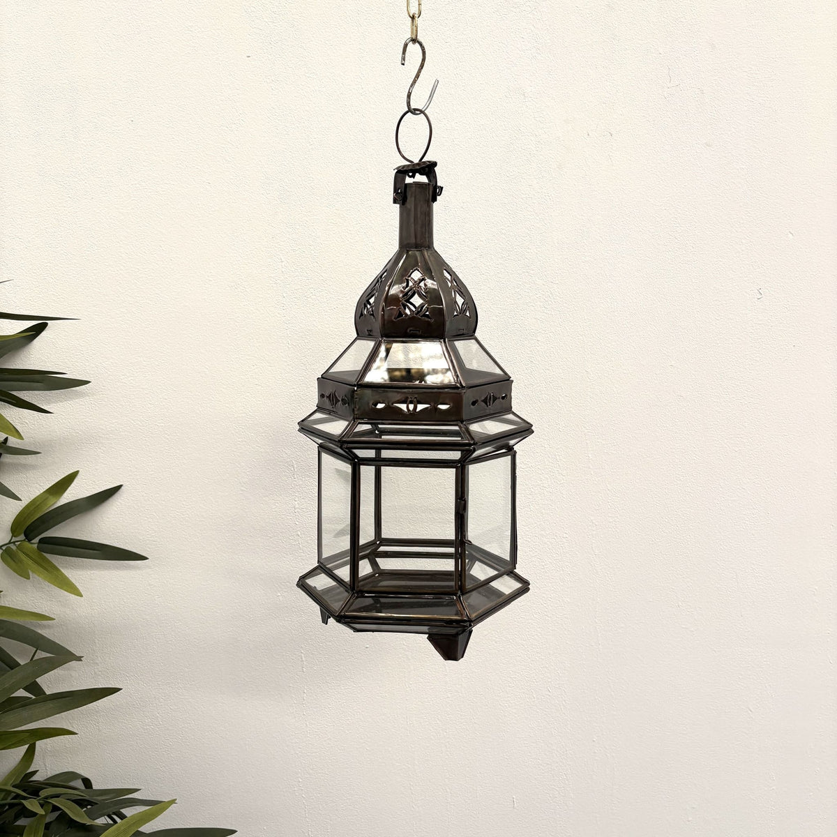 farol árabe hexagonal transparente ms4 colgado