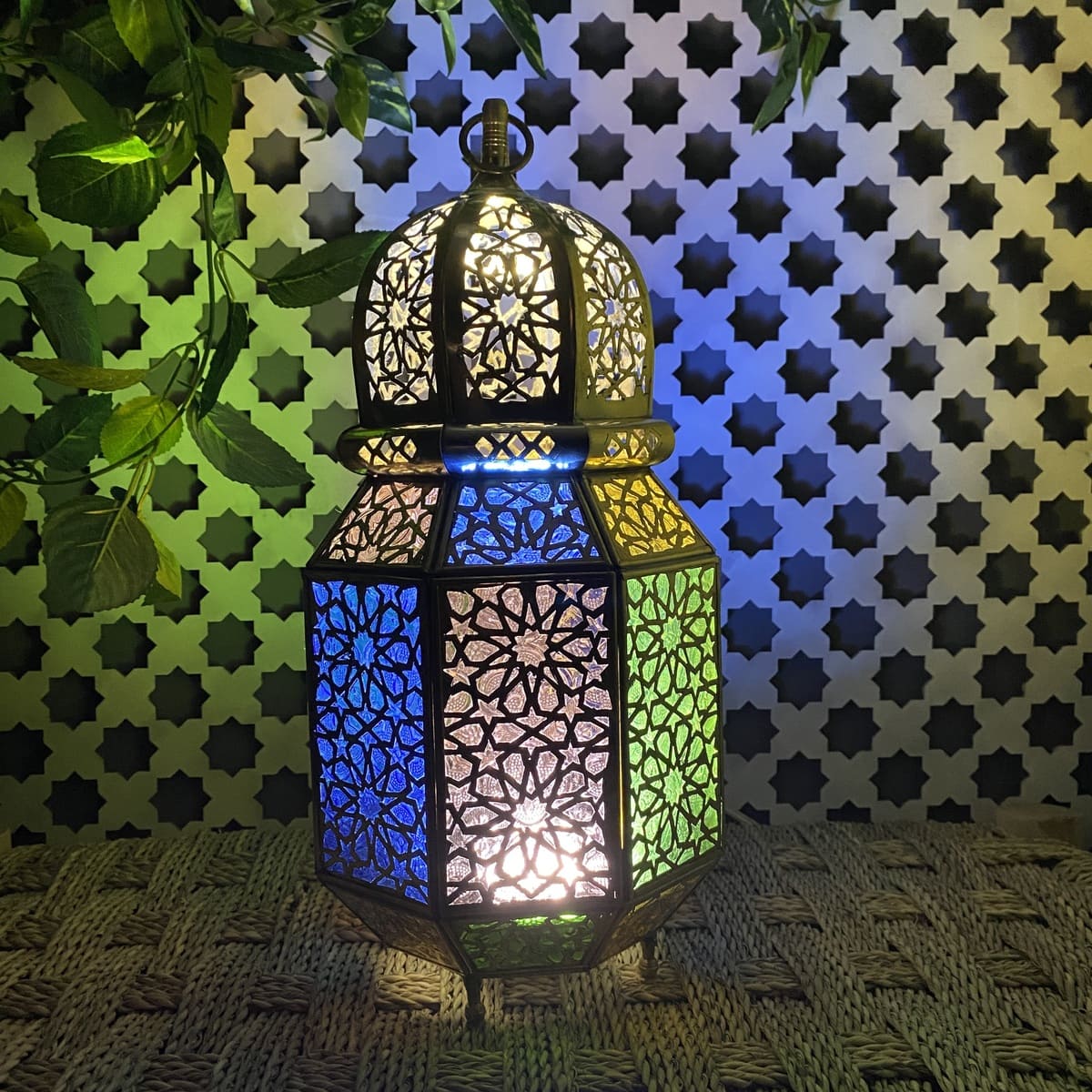 Lanterna Árabe Octogonal de Latão 38cm | Lâmpadas Árabes