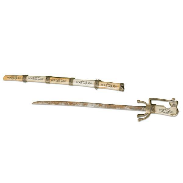 Hanjar marroquí antiguo de hueso y bronce