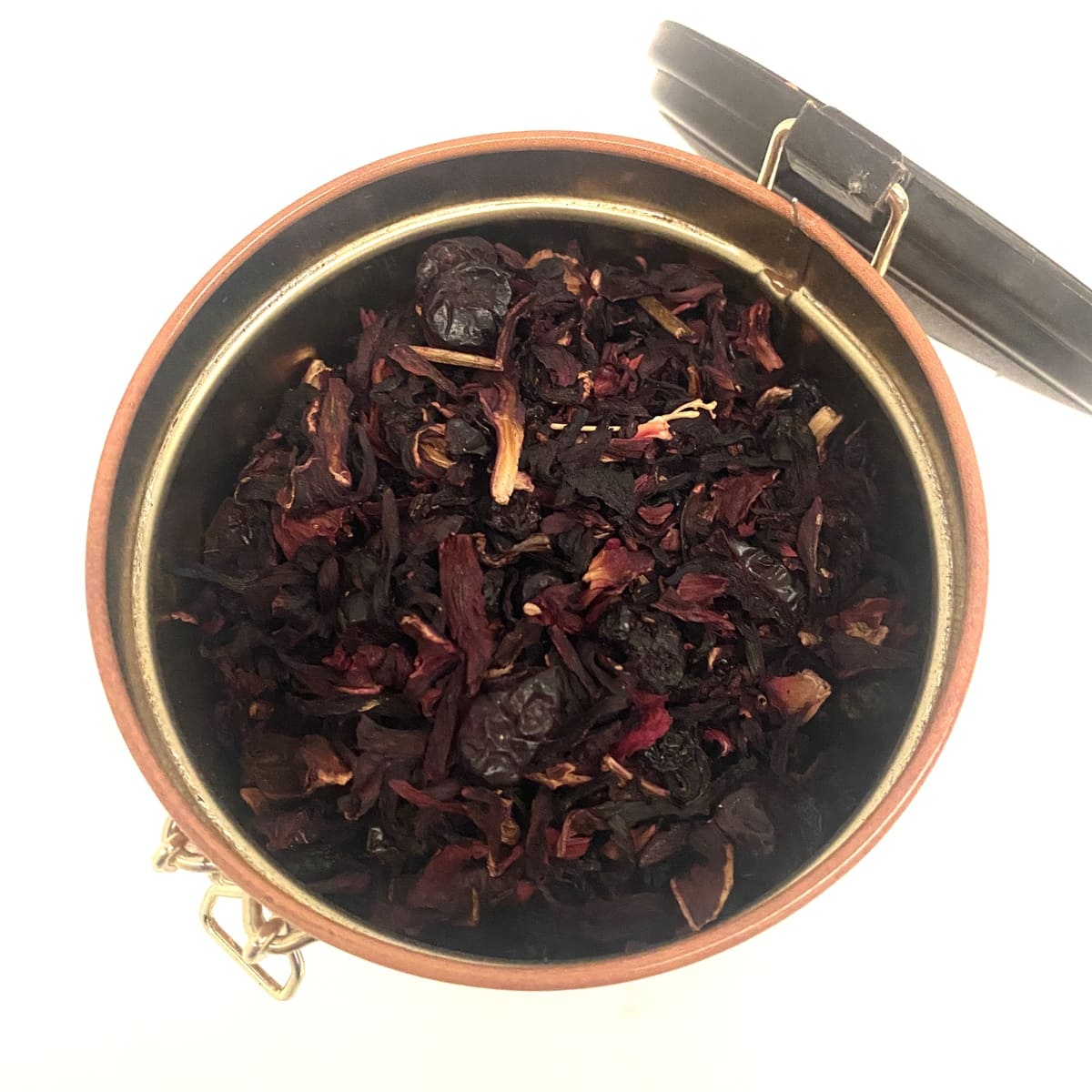 Infusão de frutas silvestres - mirtilos, amoras, passas, hibisco