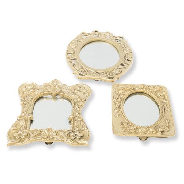 Juego de 3 Espejitos de Niquel Vintage Dorado