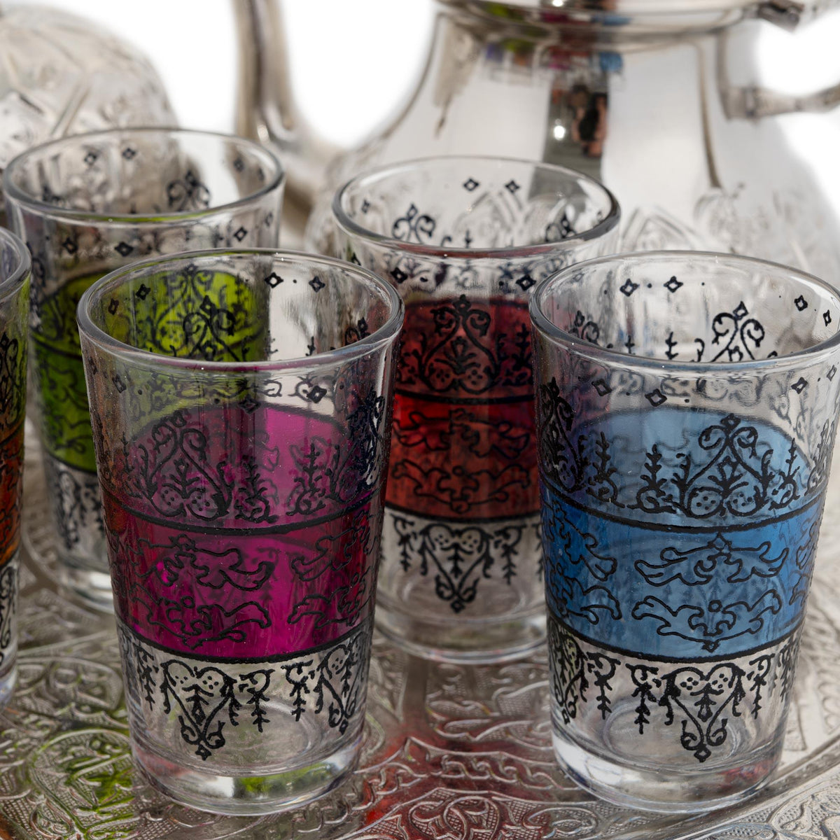 Juego de té árabe especial con bandeja turca