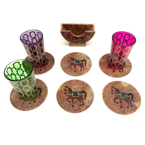 Juego 6 posavasos de onix caballo pintados