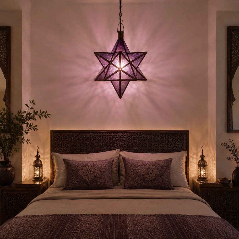 Candeeiro Estrela Cristal Violeta Árabe C1 40x37