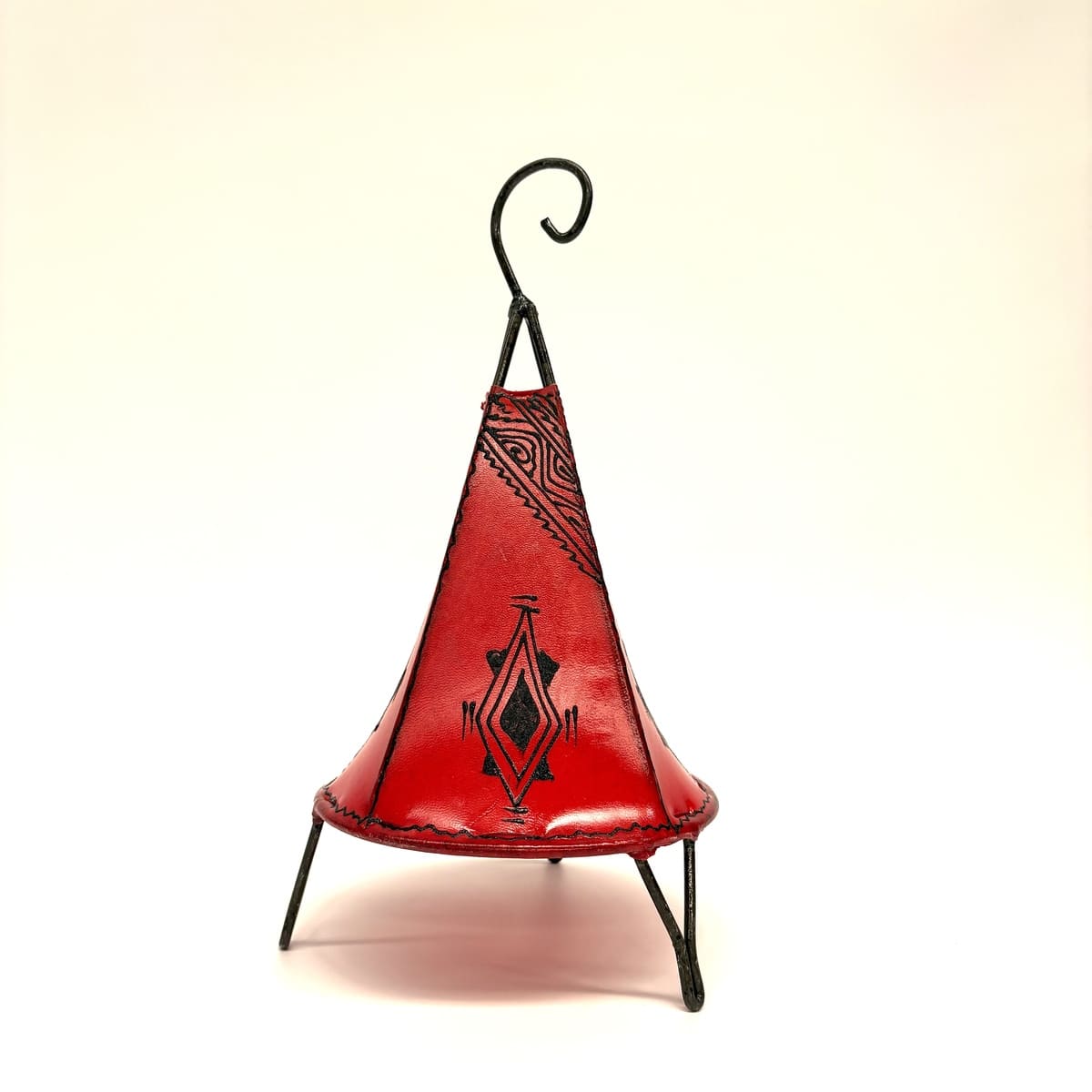 lámpara marrakech piel roja pirámide 35